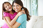 Lovely mother and daughter portrait