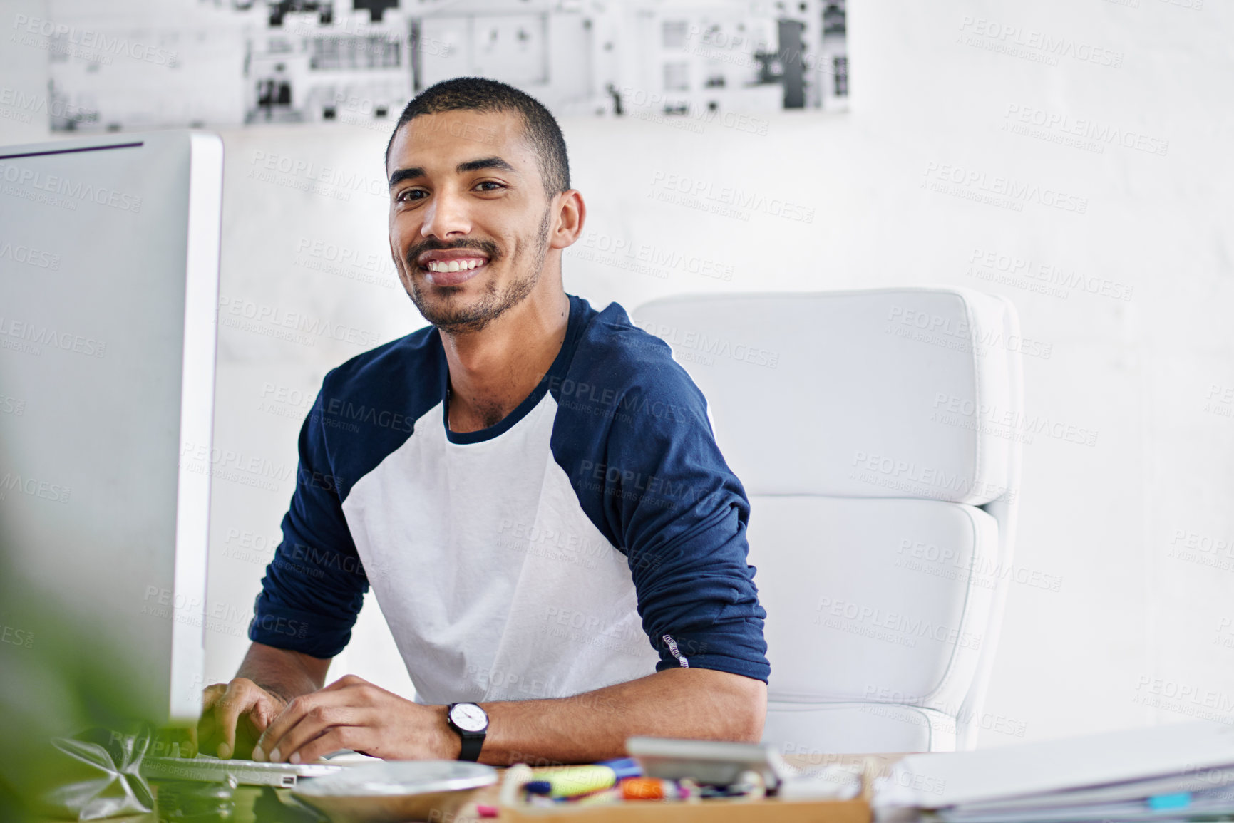 Buy stock photo Cropped shot of a handsome businessman in his office