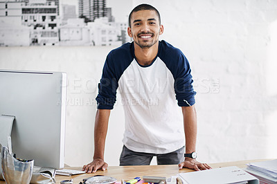 Buy stock photo Cropped shot of a handsome businessman in his office