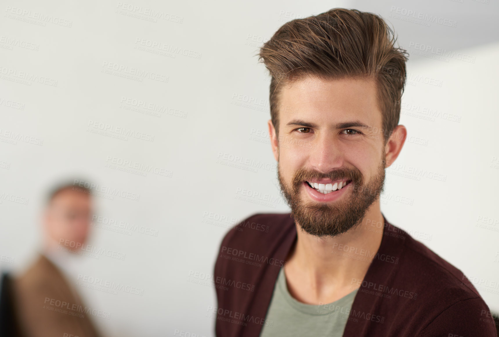 Buy stock photo Portrait of a handsome businessman working in his office