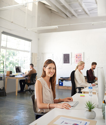 Buy stock photo Bright modern office space with creative professionals at work