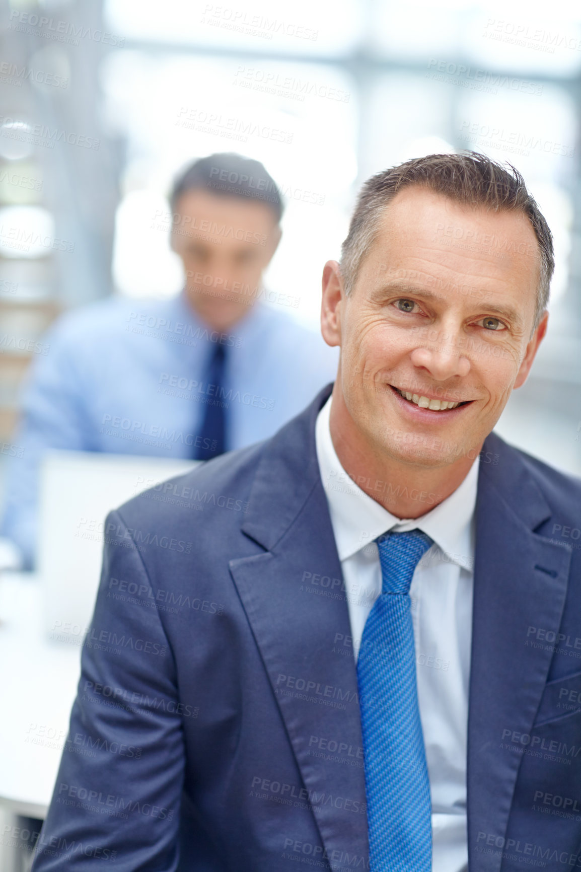 Buy stock photo Ceo, office portrait or happy businessman, manager or leader working in trading, stock market or investment firm. Financial economy, bitcoin mining and coworking crypto trader or finance broker smile