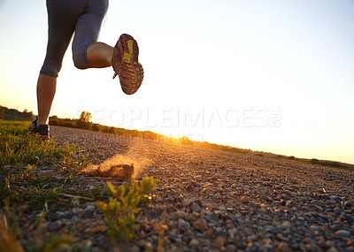 Buy stock photo Cropped shot of a female jogger's legs