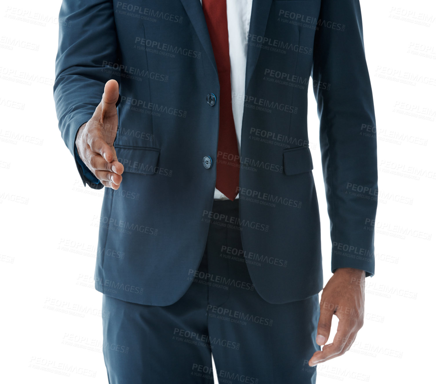 Buy stock photo Business man, handshake and welcome in studio with introduction, b2b partnership and interview success. Employee, agreement and thank you for opportunity, onboarding and greeting by white background