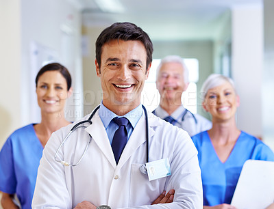 Buy stock photo Portrait of a smiling medical team
