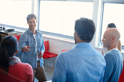 Buy stock photo A group of coworkers in an informal meeting
