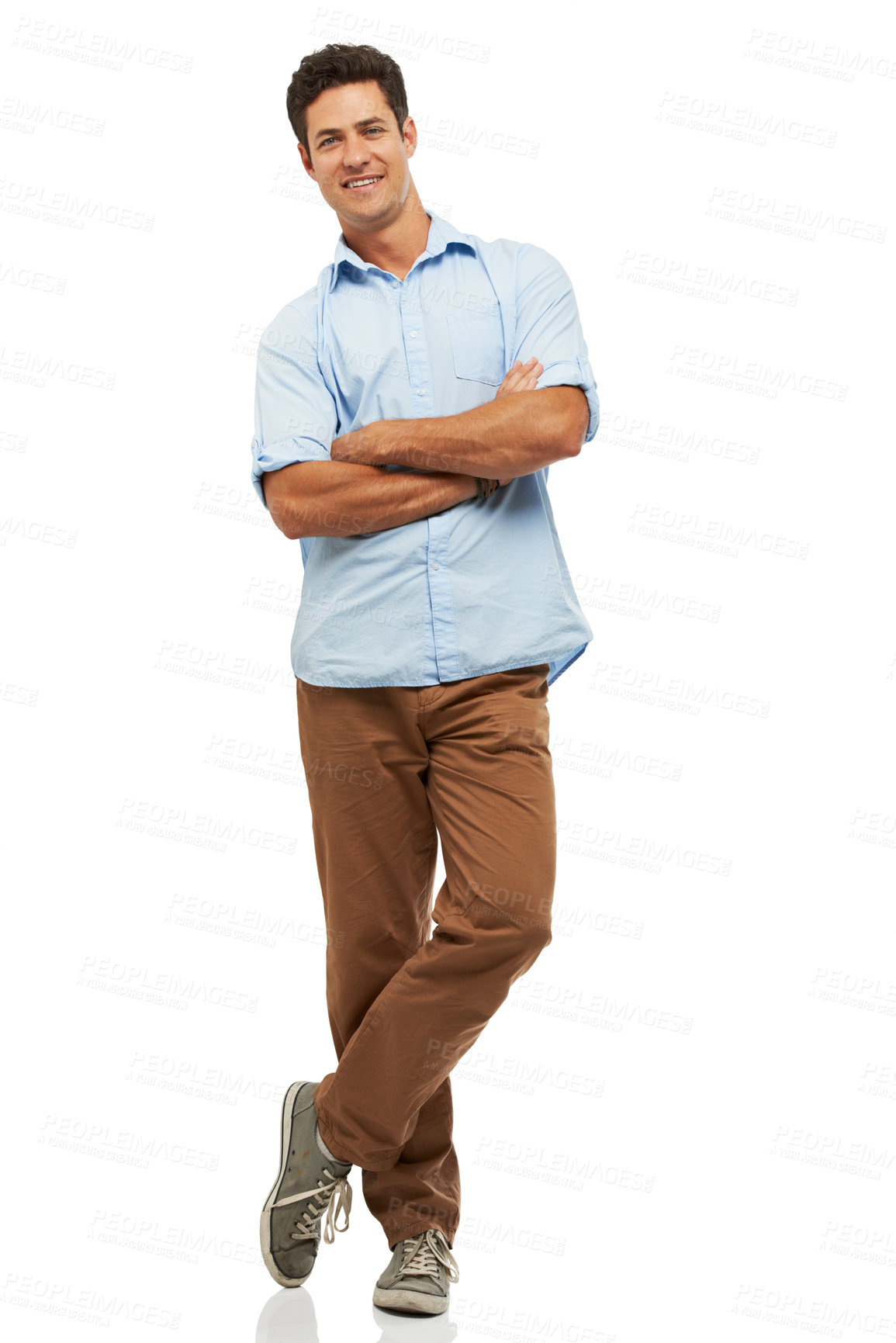 Buy stock photo Studio shot of handsome, expressive young man isolated on white