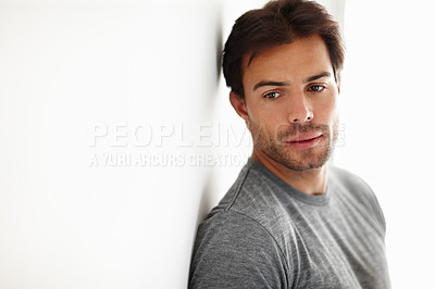Buy stock photo A young man standing indoors