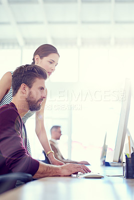 Buy stock photo Cropped view of two young designers working together