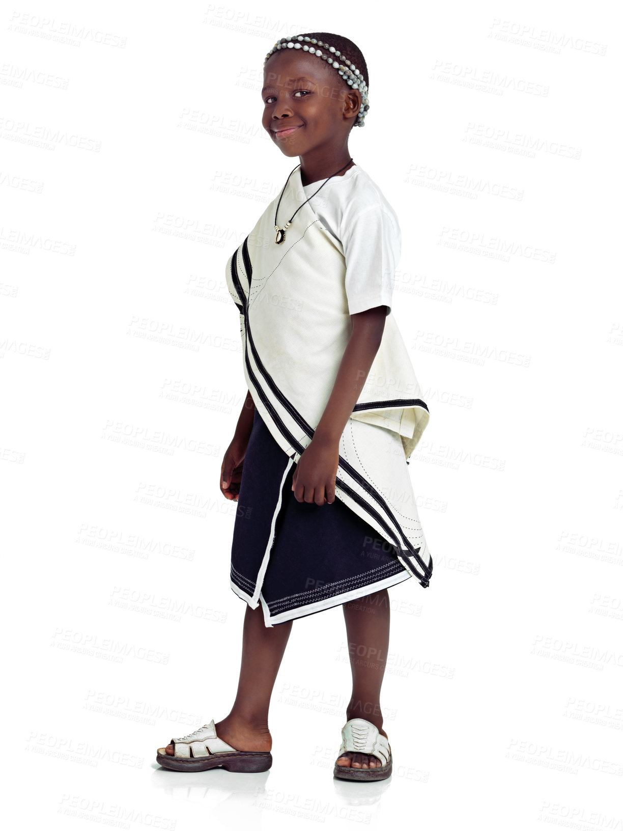 Buy stock photo A young african boy against a white background