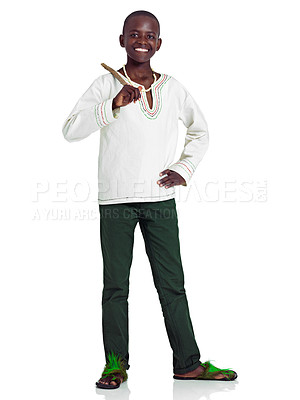 Buy stock photo Full length studio portrait of a young african teenage boy isolated on white