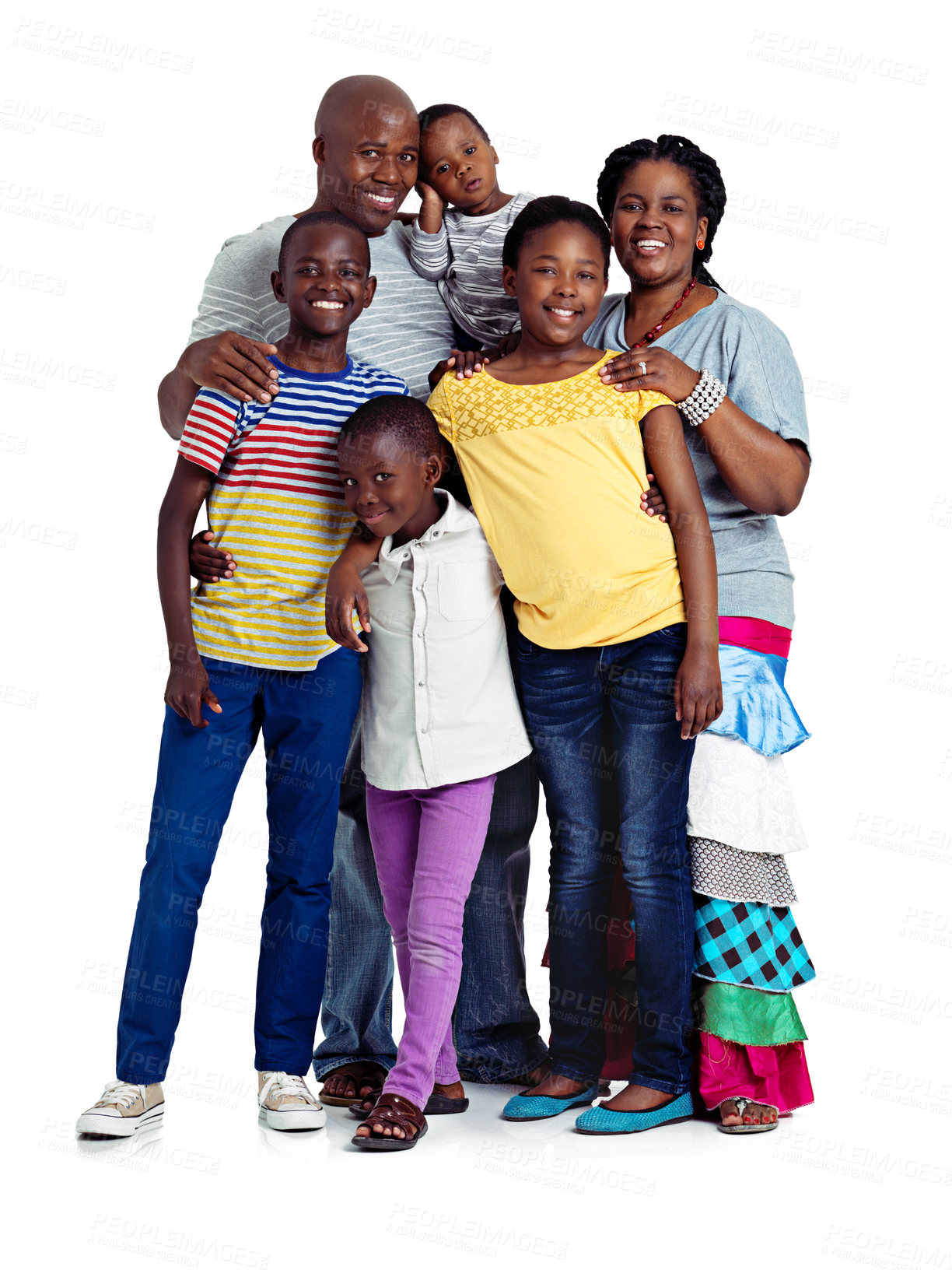 Buy stock photo Studio shot of a happy african family isolated on white