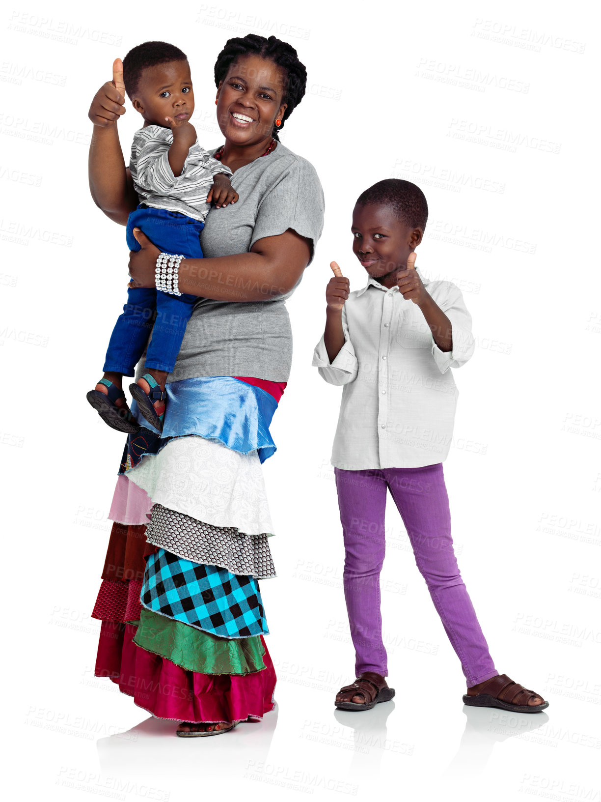 Buy stock photo Studio shot of an african woman with two children