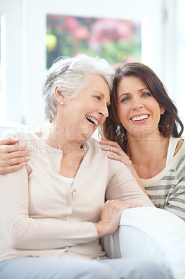 Buy stock photo Portrait of a loving mother and daughter spending time together at home