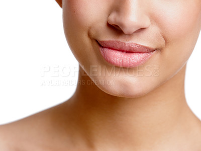Buy stock photo Closeup studio shot of a beautiful young woman's mouth