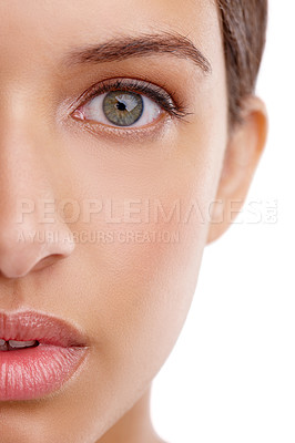 Buy stock photo Closeup studio shot of a beautiful young woman's face