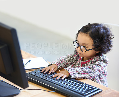 Buy stock photo Shot of a cute little girl at home