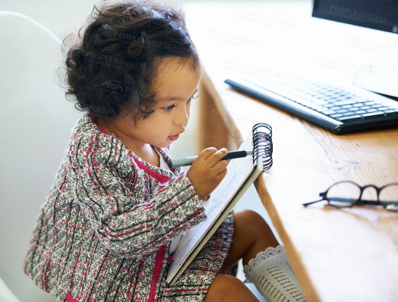 Buy stock photo Shot of a cute little girl at home