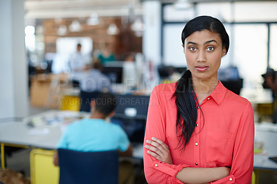 Buy stock photo Portrait of a confident young female designer in a relaxed working environment