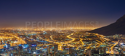 Buy stock photo View of a city landscape at night