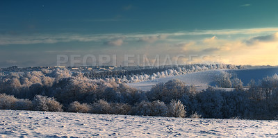 A photo of Early morning in cold winter landscape