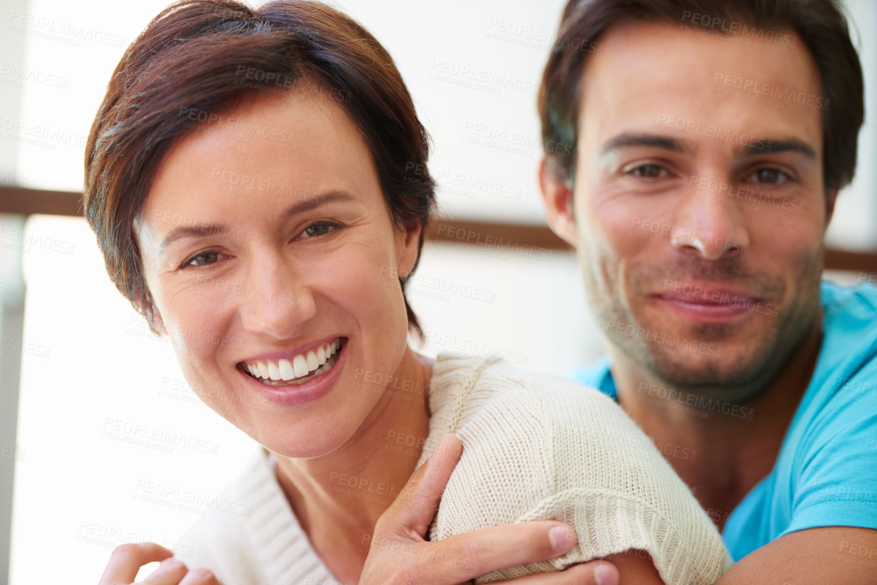 Buy stock photo Portrait of an affectionate married couple at home