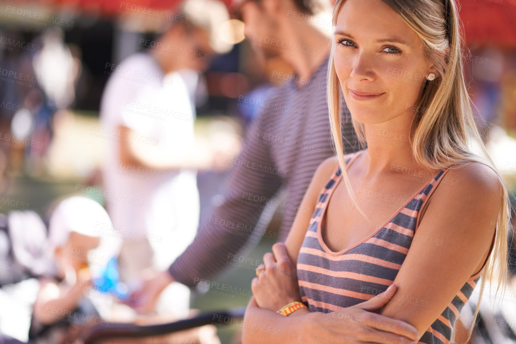 Buy stock photo Portrait of an beautiful young woman in an outdoor environment