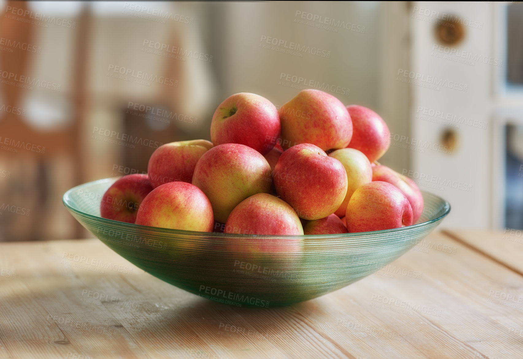 Buy stock photo Glass bowl with lots of healthy apples -  a really healthy and tempting treat.