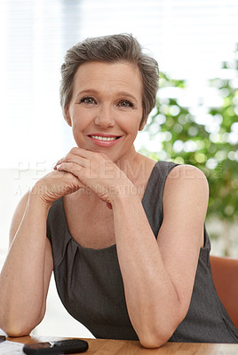 Buy stock photo Portrait of a mature businesswoman in her office