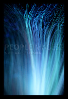 Buy stock photo Illustration of beams of light against a dark background. Abstract laser beams of light. Modern futuristic tech and technology. Data stream sending and receiving information or internet traffic 