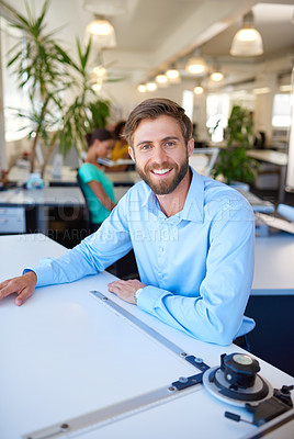 Buy stock photo Cropped portrait of a young male designer in the office