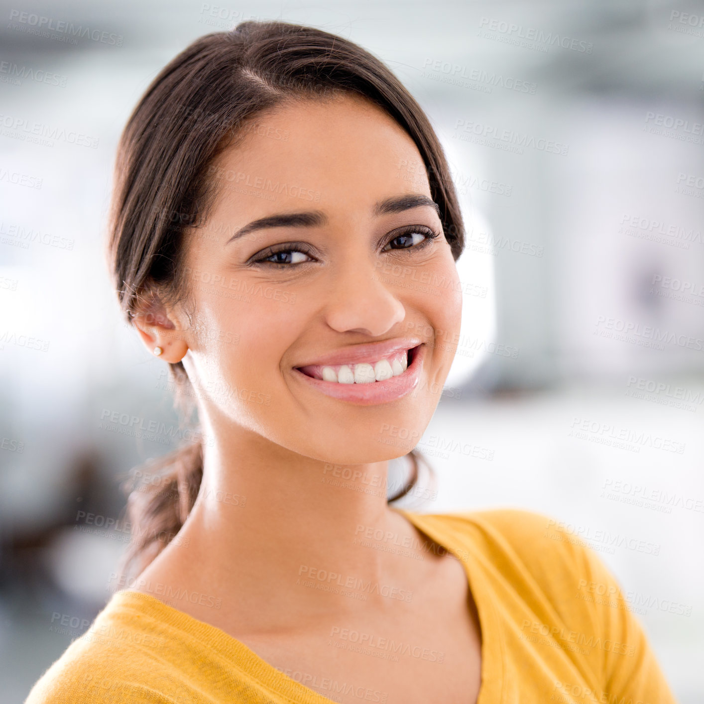 Buy stock photo Cropped portrait of an attractive young businesswoman in the office