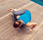 Getting her yoga on