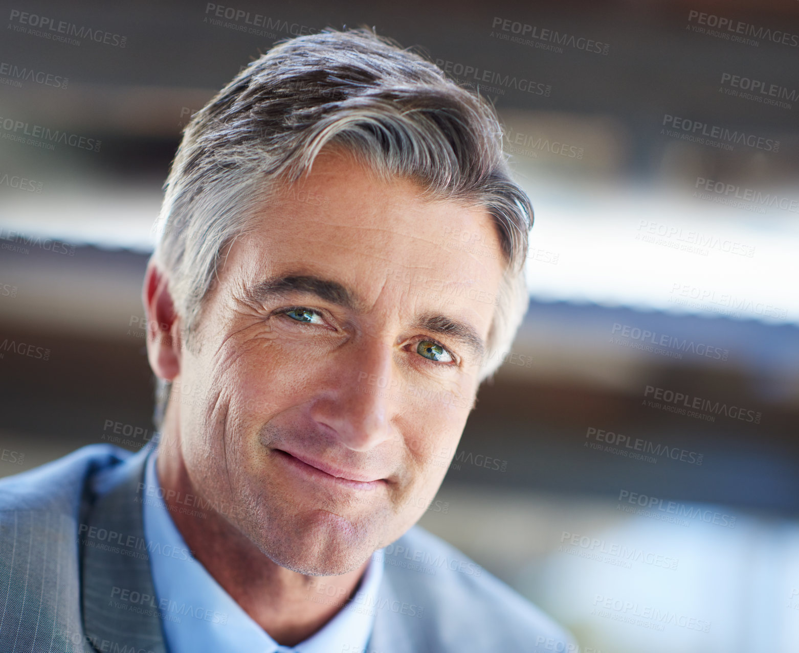 Buy stock photo Office, corporate and portrait of mature business man with company pride, confidence and smile. Entrepreneurship, financial consultant and face of person for career, job opportunity and working