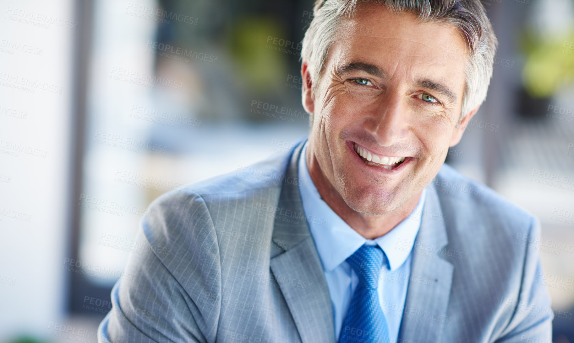 Buy stock photo Happy CEO, portrait and smile with confidence for mature businessman, property developer or entrepreneur. Real estate, project manager and outside for urban development with corporate career pride