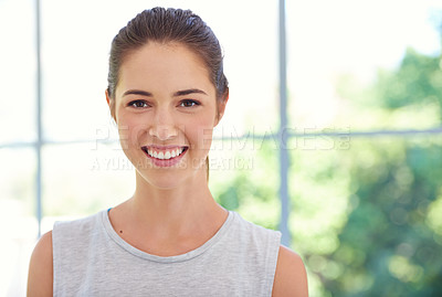 Buy stock photo Portrait of an attractive young woman in sportswear