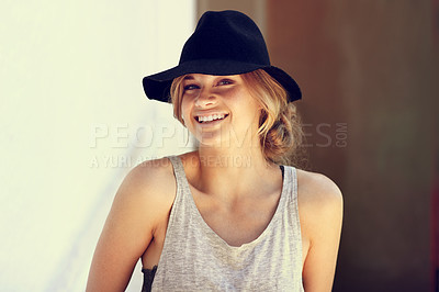 Buy stock photo A fashionable  young woman posing outdoors