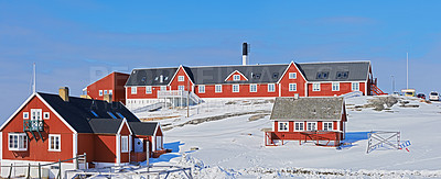 Buy stock photo A photo of the public hospital in Ilulissat, Greenland