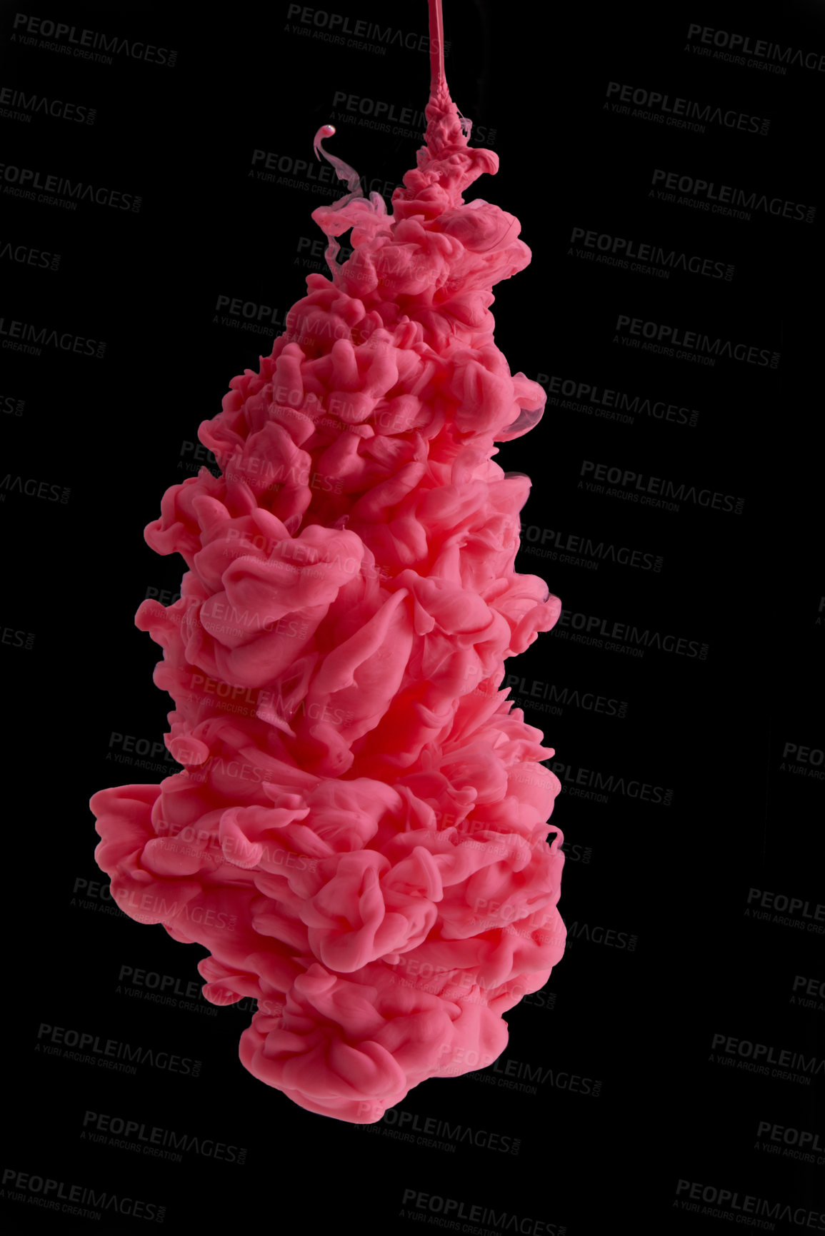 Buy stock photo Studio shot of pink ink in water against a black background