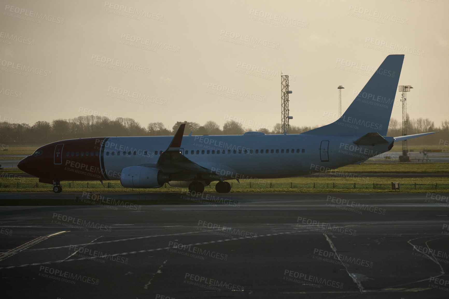 Buy stock photo Shot of an airplane at an airport