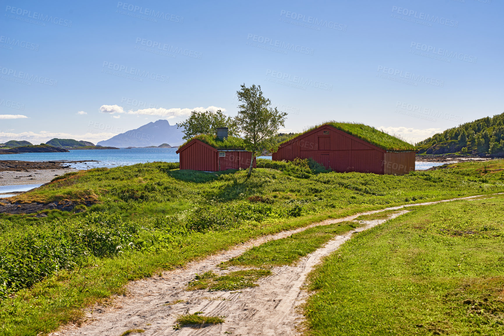 Buy stock photo Old farm house close to Bodo and Kjerringoy in northern Norway,