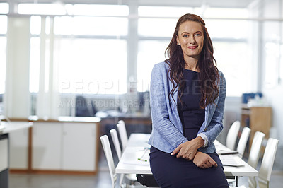 Buy stock photo Portrait of an attractive young businesswoman in the office