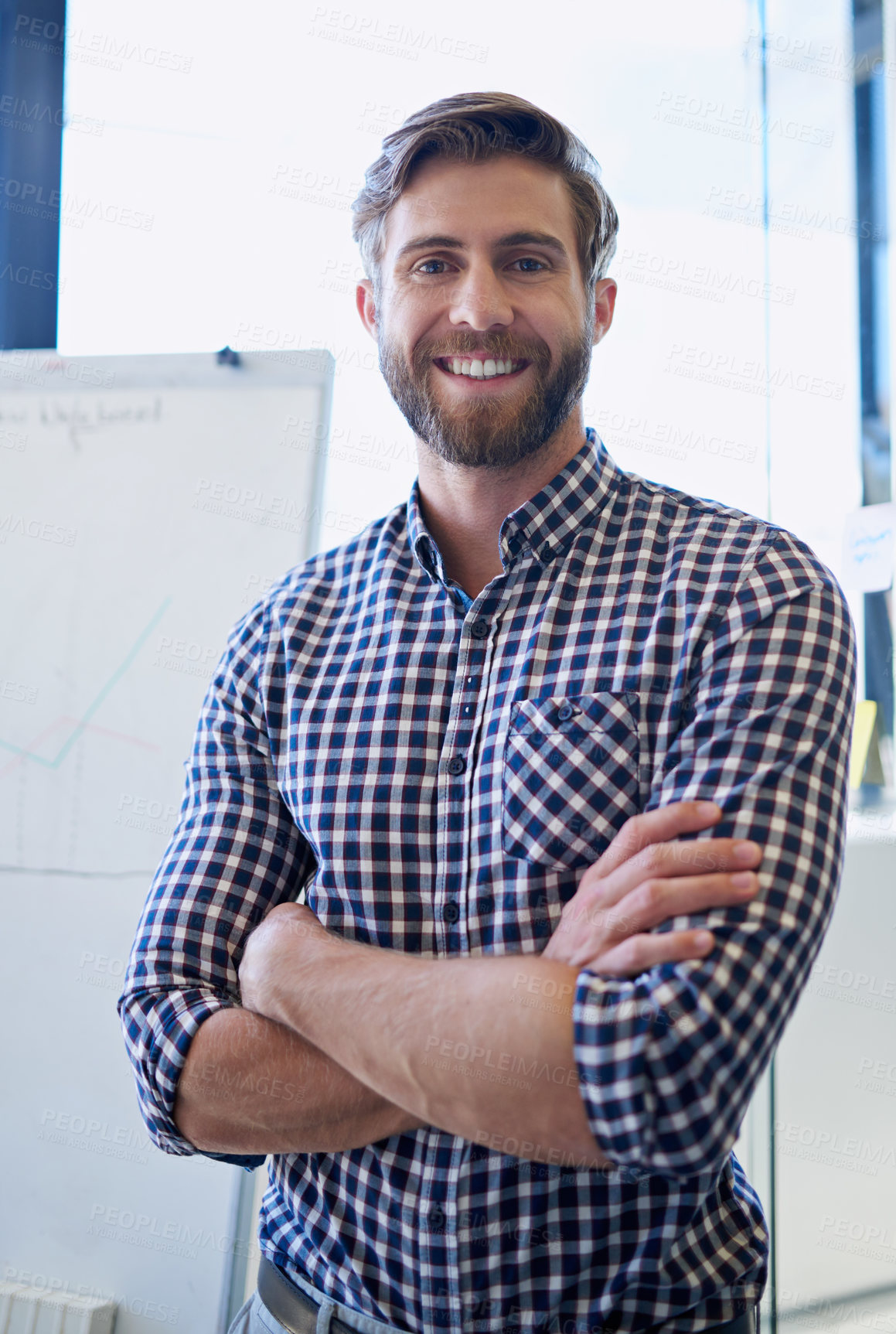 Buy stock photo Cropped shot of a handsome businessman in the office