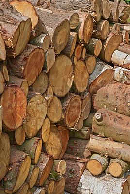 Buy stock photo Wooden Logs - firewood ready to burn