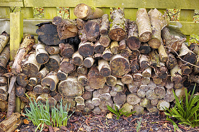 Buy stock photo Wooden Logs - firewood ready to burn