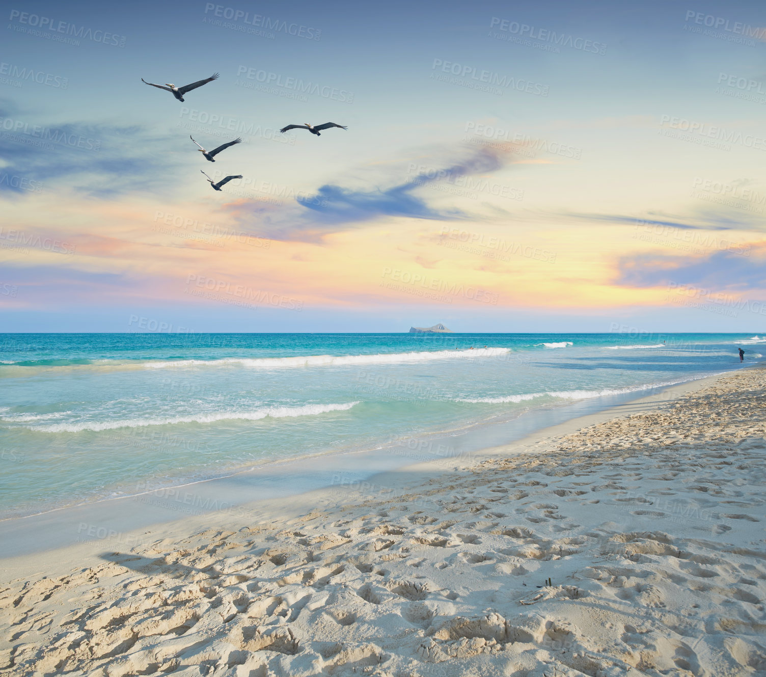 Buy stock photo A photo of the famous Hawaiian beach - Bellow Field Beach Park, Close to Waimanalo, the island Oahu, Hawaii