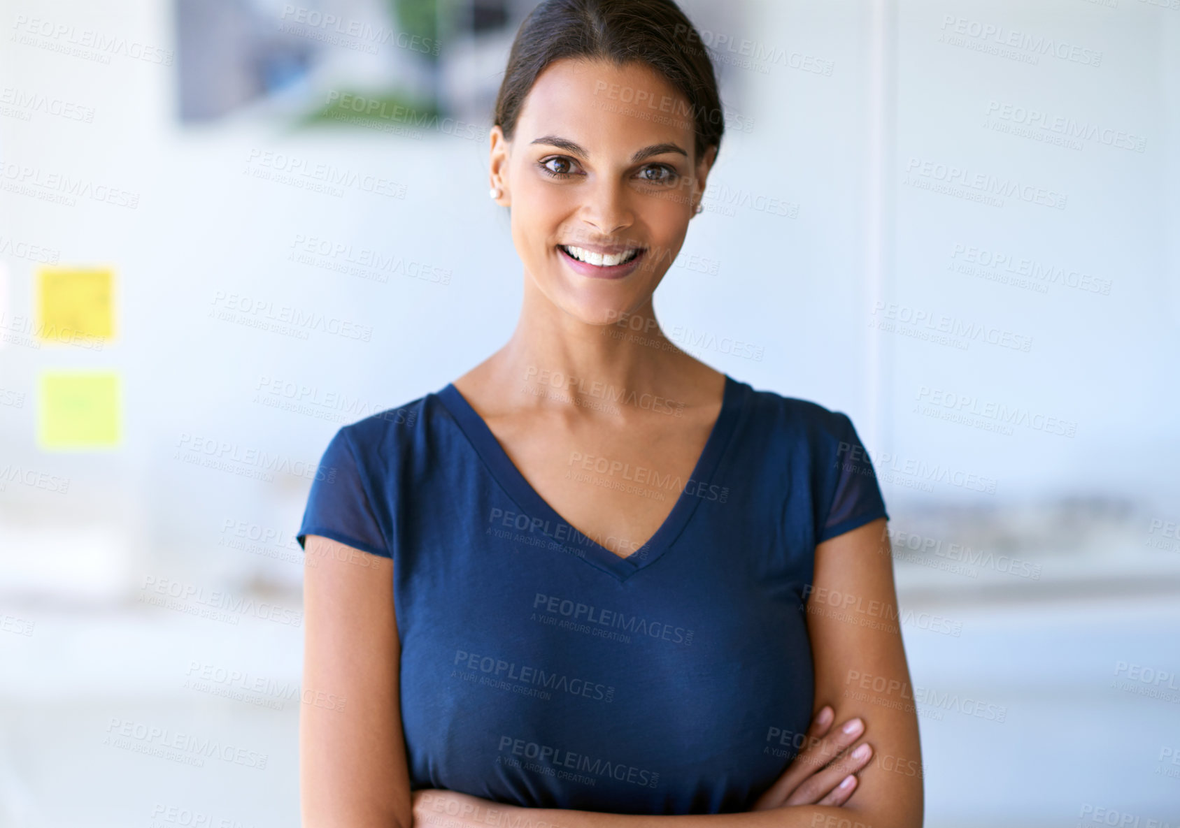 Buy stock photo Cropped shot of an attractive businesswoman at work in an office