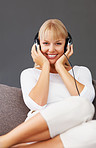 Woman listening to headphones