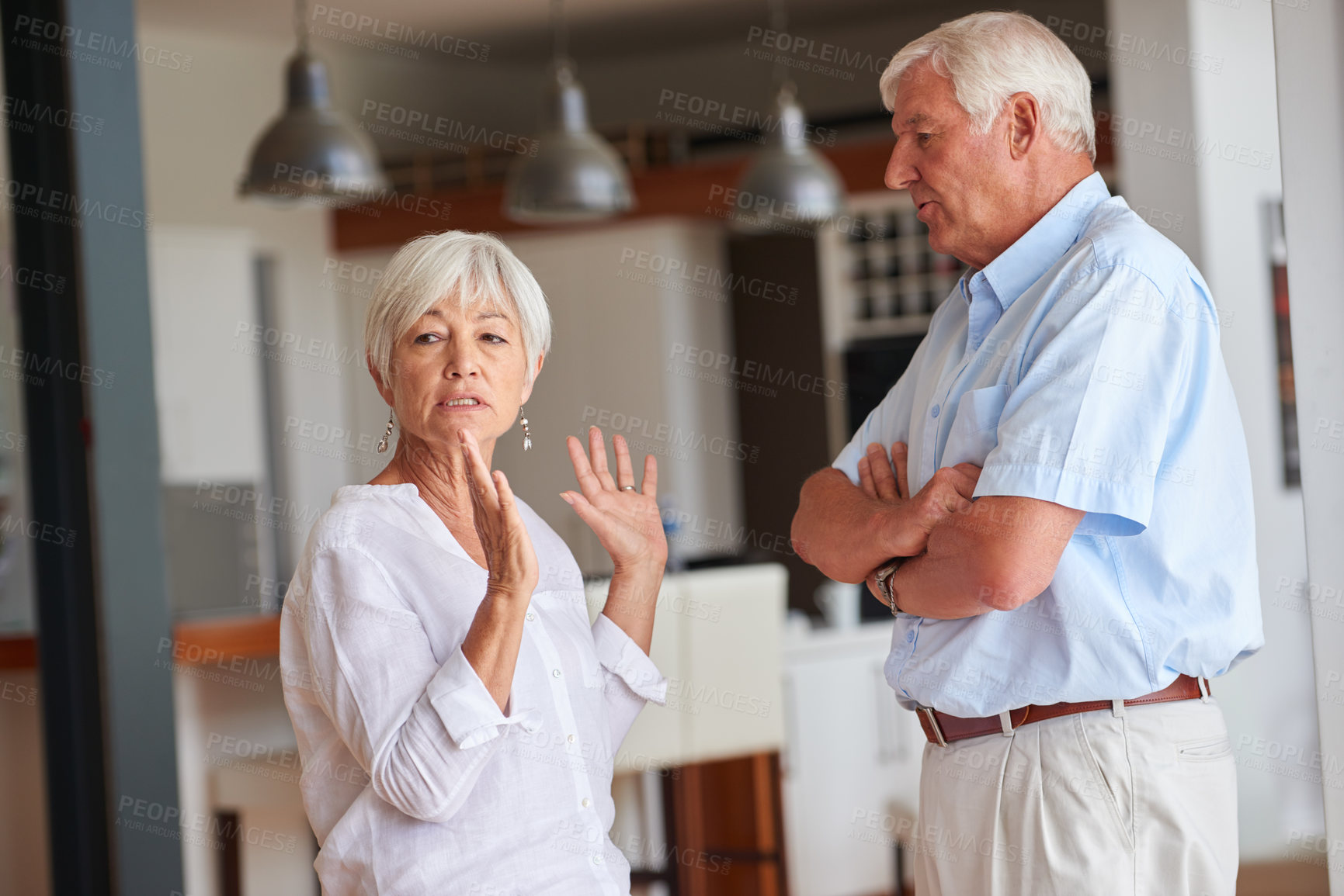 Buy stock photo Shot of a senior couple having an argument