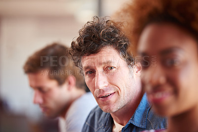 Buy stock photo Portrait of a group of young colleagues in a meeting together